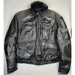 Vintage Polaris Leather Jacket Riding Coat Black Men's 2XL